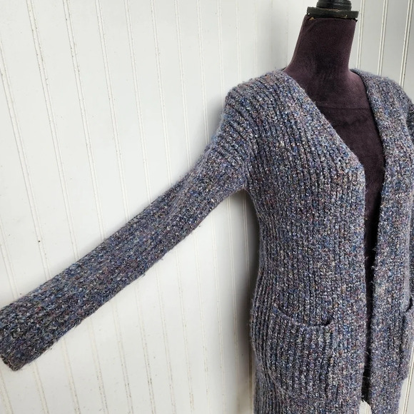 Universal Thread Gray Multicolor Open-Front Cardigan Women's Chunky Warm Wool XS - Picture 4 of 11